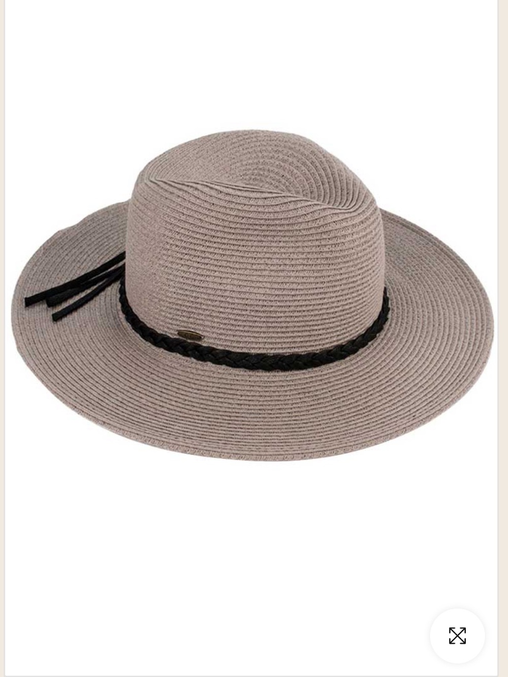 C.C New Black Wide-Brim Black Paper Braid Gambler Crown Sun Hat NWOT - Picture 15 of 15